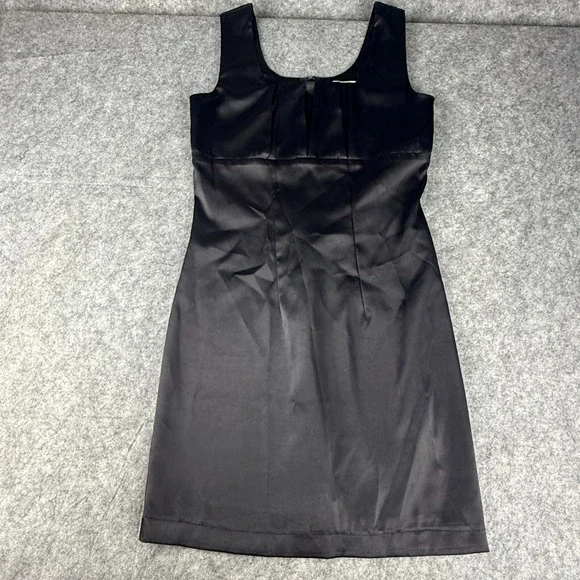 Favé Satin Little Black Dress Pleated Bust Details Size Small - Picture 1 of 6